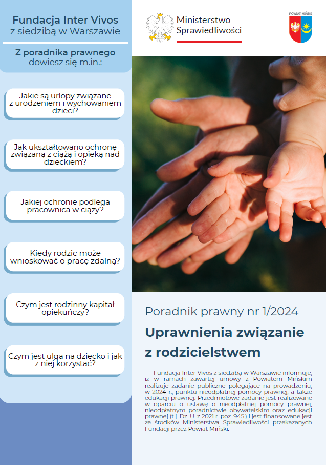 strona tytułowa poradnika dotyczącego uprawnień związanych z rodzicielstwem 