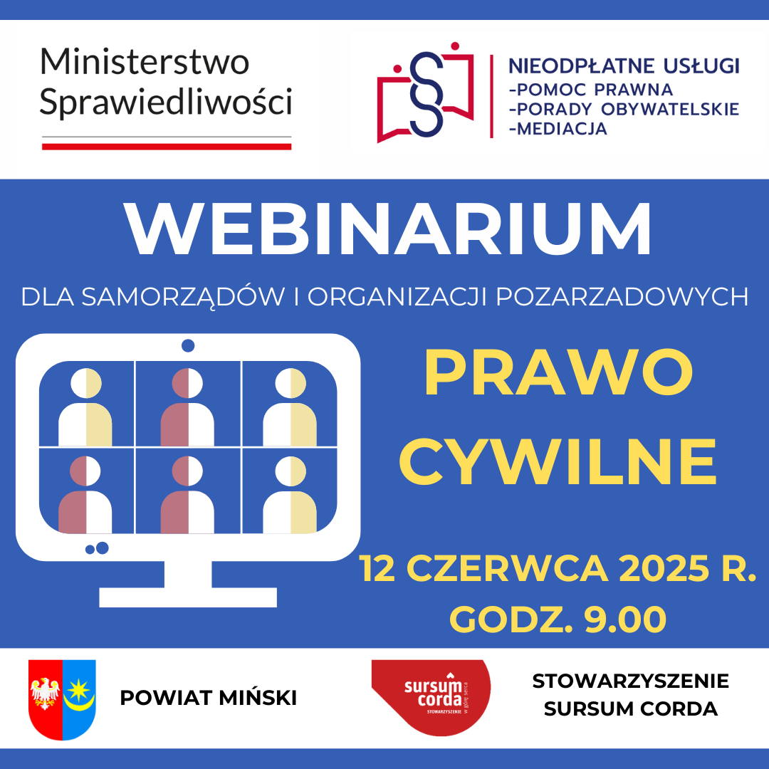 baner z zapowiedzią webinarium z prawa cywilnego 12 czerwca godz. 9.00